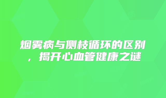 烟雾病与侧枝循环的区别，揭开心血管健康之谜