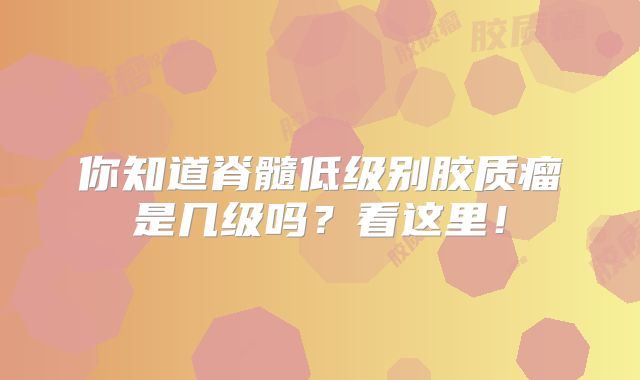 你知道脊髓低级别胶质瘤是几级吗？看这里！