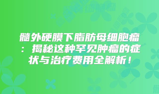 髓外硬膜下脂肪母细胞瘤：揭秘这种罕见肿瘤的症状与治疗费用全解析！