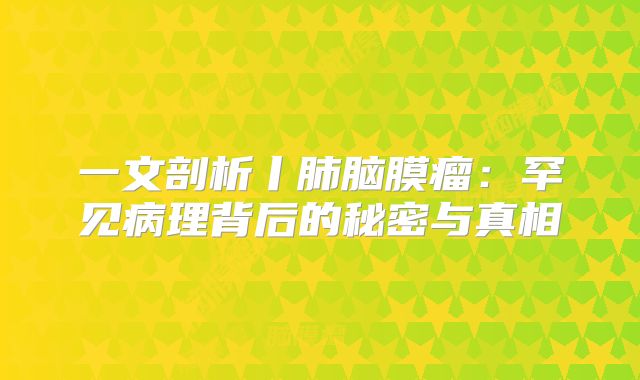 一文剖析丨肺脑膜瘤：罕见病理背后的秘密与真相