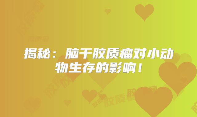 揭秘：脑干胶质瘤对小动物生存的影响！