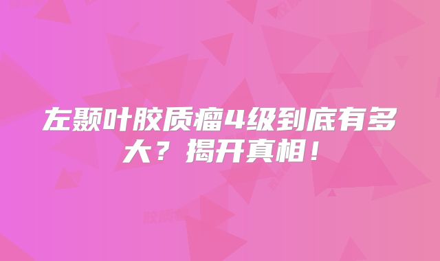 左颞叶胶质瘤4级到底有多大？揭开真相！