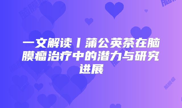 一文解读丨蒲公英茶在脑膜瘤治疗中的潜力与研究进展