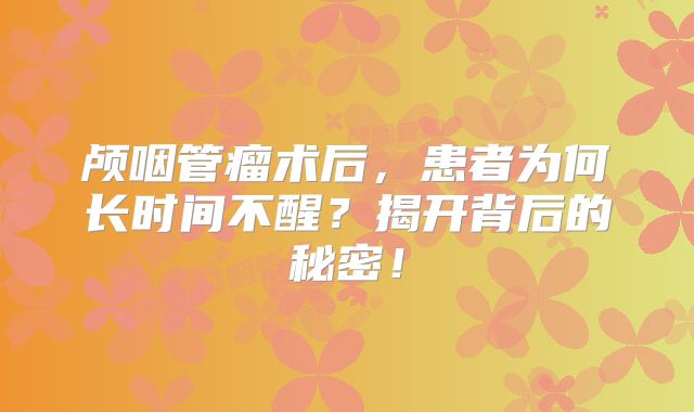 颅咽管瘤术后，患者为何长时间不醒？揭开背后的秘密！