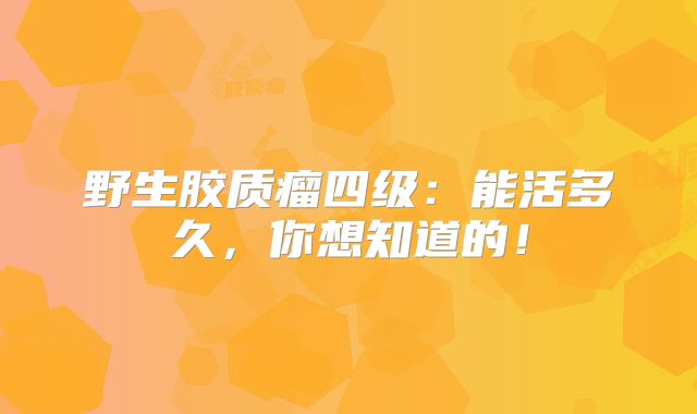 野生胶质瘤四级：能活多久，你想知道的！