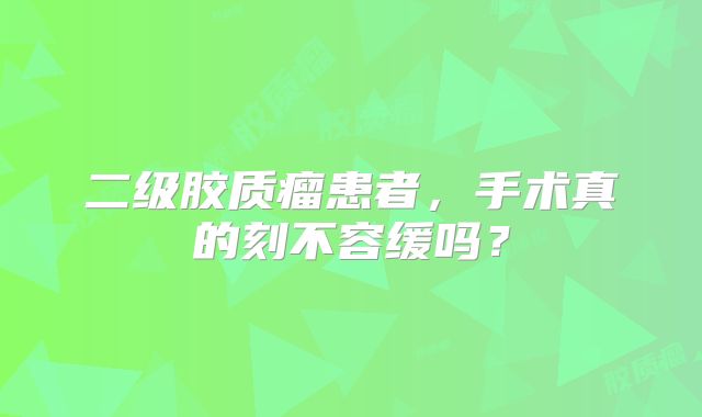 二级胶质瘤患者，手术真的刻不容缓吗？