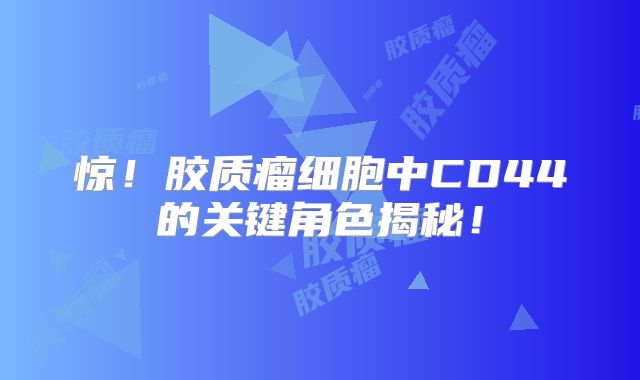 惊！胶质瘤细胞中CD44的关键角色揭秘！