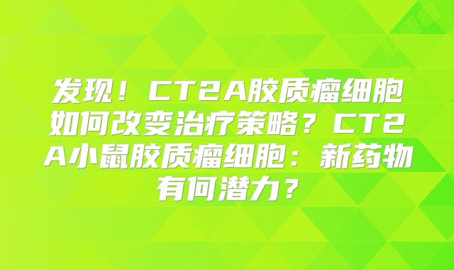 发现！CT2A胶质瘤细胞如何改变治疗策略？CT2A小鼠胶质瘤细胞：新药物有何潜力？