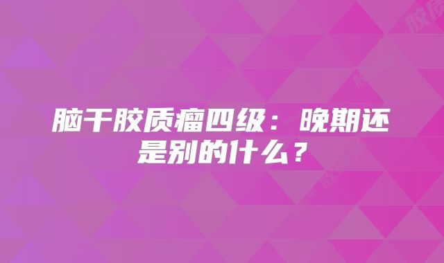 脑干胶质瘤四级：晚期还是别的什么？