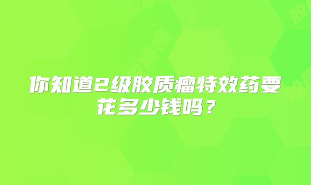 你知道2级胶质瘤特效药要花多少钱吗？