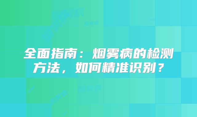 全面指南：烟雾病的检测方法，如何精准识别？
