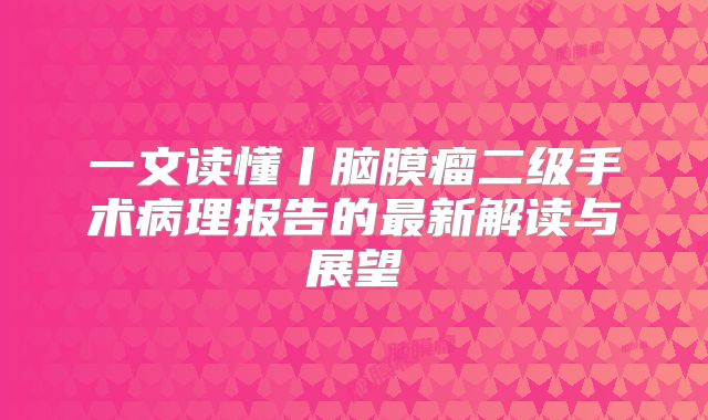 一文读懂丨脑膜瘤二级手术病理报告的最新解读与展望
