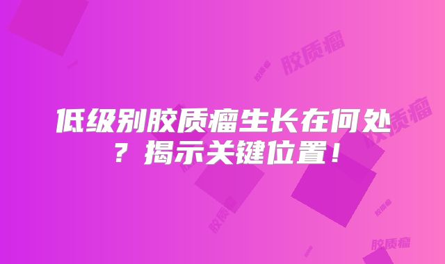 低级别胶质瘤生长在何处？揭示关键位置！