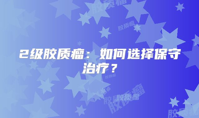 2级胶质瘤：如何选择保守治疗？