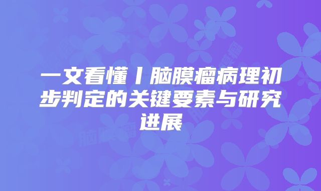 一文看懂丨脑膜瘤病理初步判定的关键要素与研究进展