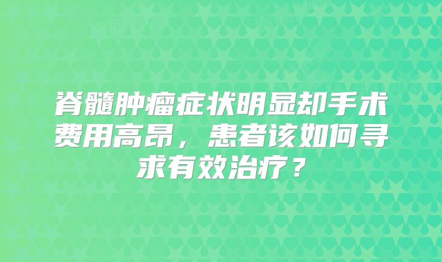 脊髓肿瘤症状明显却手术费用高昂，患者该如何寻求有效治疗？